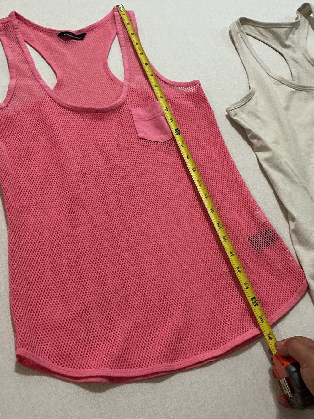 Moda Pink Mesh Racerback & Cream Cotton Racerback Tank Set - Picture 3 of 9